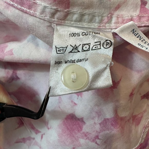 Charles Tyrwhitt Button Down Top Womens Size 8 Pink White Floral Long Sleeves - Picture 12 of 15